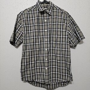 Arizona Jean Co Men’s Plaid Button-Up Shirt Size Small Short Sleeve 100% Cotton